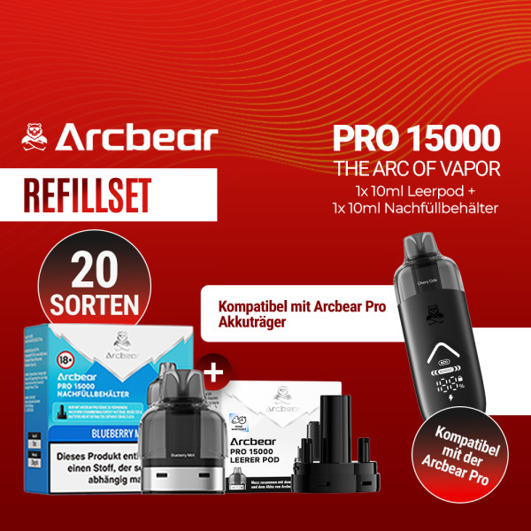Arcbear Pro 15000 Nachfüll-Set - Leerpod + Nachfüllbehälter (0+10ml)