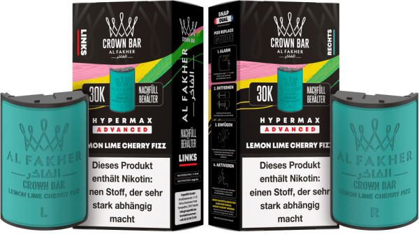 Al Fakher Hypermax Advanced 30K Pods - Lemon Lime Cherry Fizz - 6mg Nikotingehalt