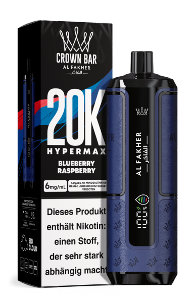 Al Fakher Hypermax 20000 - Blueberry Raspberry - 6mg Nikotingehalt