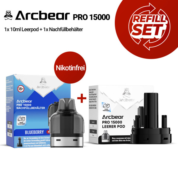 Arcbear Pro 15000 Nachfüll-Set Nikotinfrei - Leerpod + Nachfüllbehälter (0+10ml)