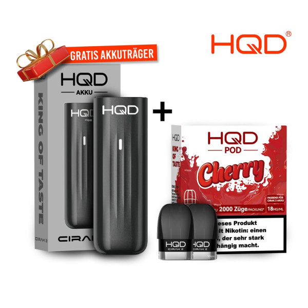 HQD Cirak 2 Pod - Cherry + Akkuträger Black Gratis