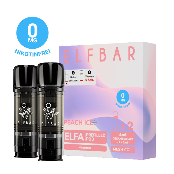 ELFBAR ELFA Peach Ice / Juicy Peach 0mg Nikotin 2er Pack