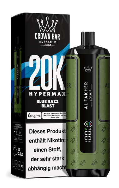 Al Fakher Hypermax 20000 - Blue Razz Blast - 6mg Nikotingehalt