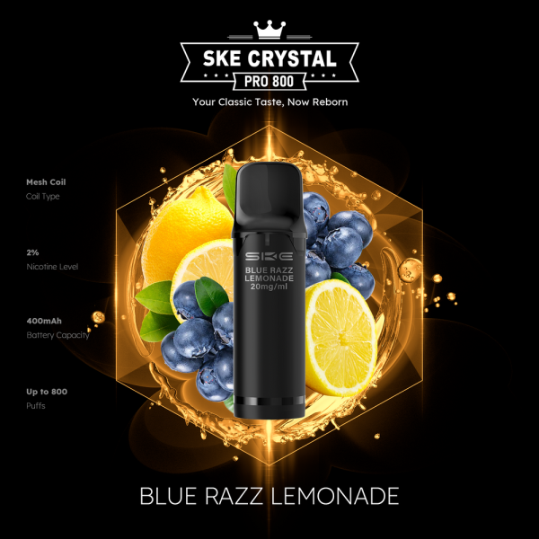 SKE Crystal Pro 800 - Blue Razz Lemonade - 20mg Nikotingehalt