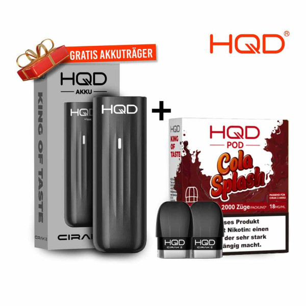 HQD Cirak 2 Pod - Cola Splash + Akkuträger Black Gratis