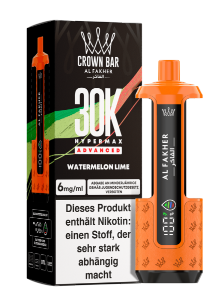 Al Fakher Hypermax Advanced 30K - Watermelon Lime - 6mg Nikotingehalt