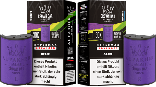 Al Fakher Hypermax Advanced 30K Pods - Grape - 6mg Nikotingehalt