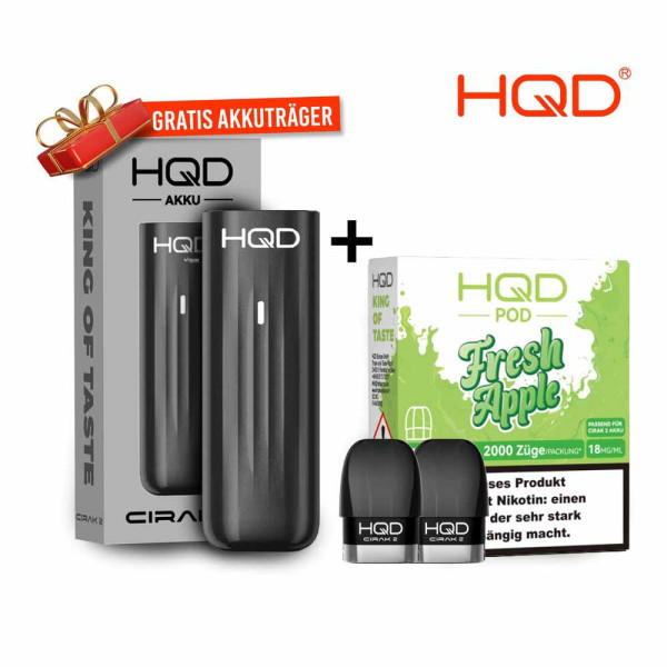 HQD Cirak 2 Pod - Fresh Apple + Akkuträger Black Gratis