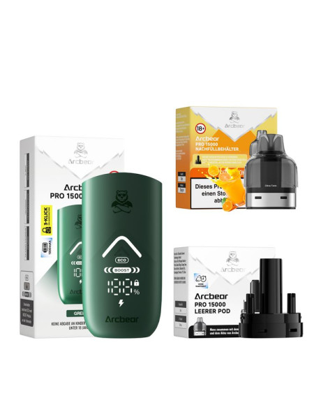 Arcbear Pro 15000 Starter Set - Farbe: Green + Pod Citrus Tonic
