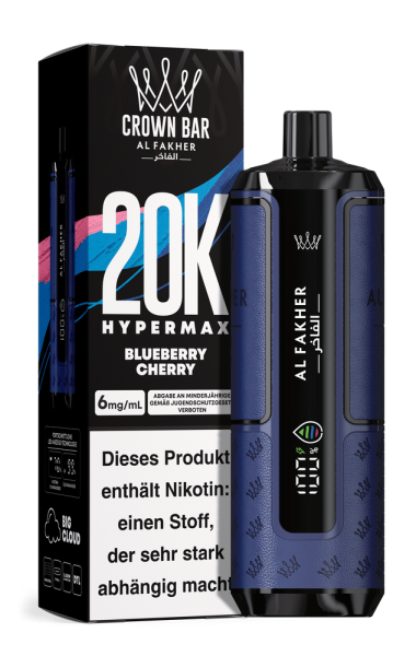 Al Fakher Hypermax 20000 - Blueberry Cherry - 6mg Nikotingehalt