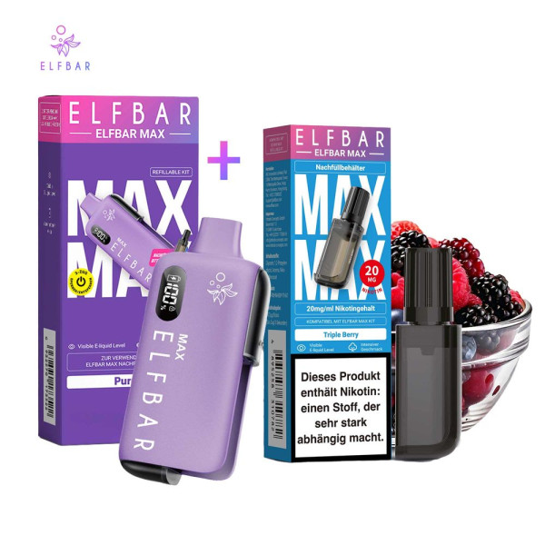 ELFBAR MAX Purple Kit + Pod Tripple Berry