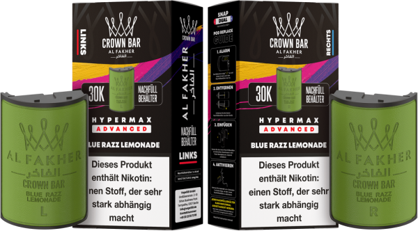 Al Fakher Hypermax Advanced 30K Pods - Blue Razz Lemonade - 6mg Nikotingehalt