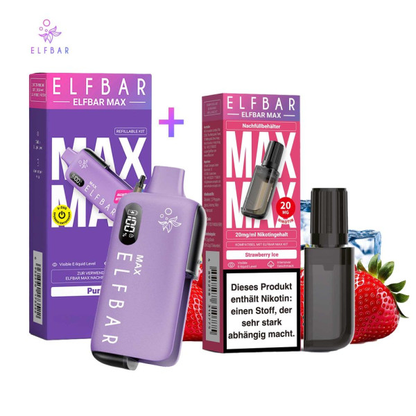 ELFBAR MAX Purple Kit + Pod Strawberry Ice