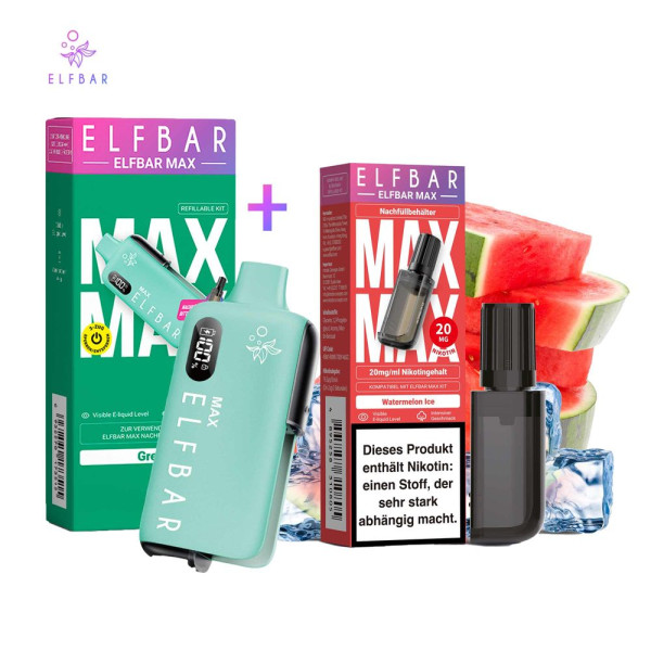 ELFBAR MAX Green Kit + Pod Watermelon Ice