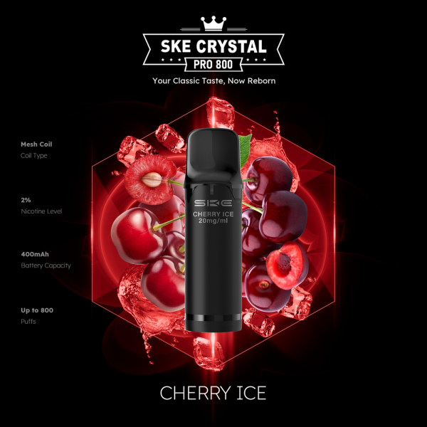 SKE Crystal Pro 800 - Cherry Ice - 20mg Nikotingehalt