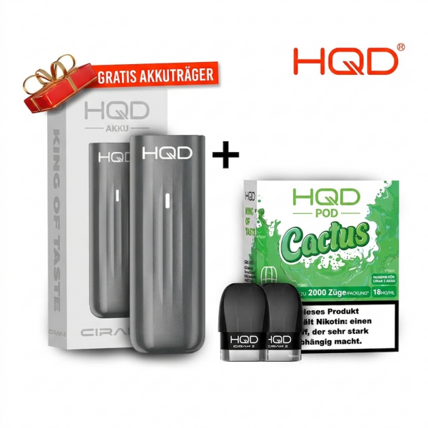 HQD Cirak 2 Pod - Cactus + Akkuträger Grey Gratis