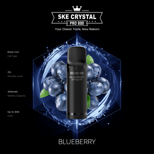 SKE Crystal Pro 800 - Blueberry - 20mg Nikotingehalt