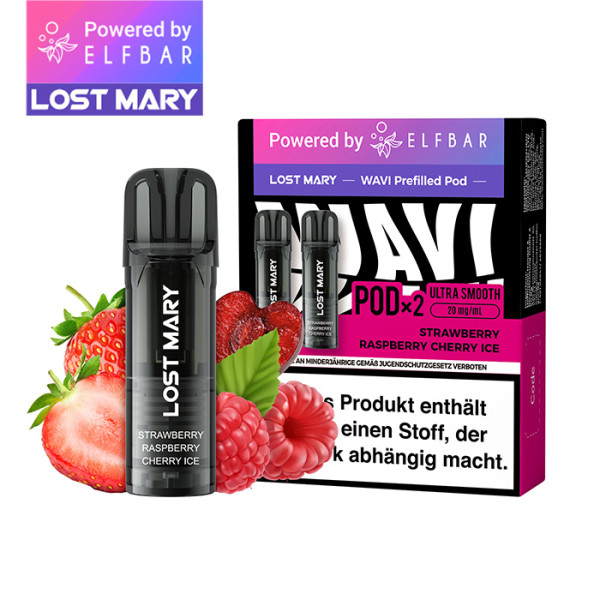 Elfbar Lost Mary WAVI Strawberry Raspberry Cherry Ice 20mg Nikotin 2er Pack
