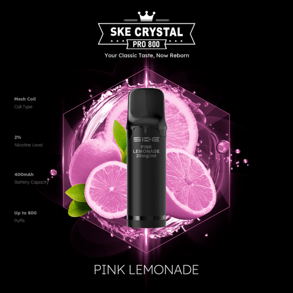 SKE Crystal Pro 800 - Pink Lemonade - 20mg Nikotingehalt