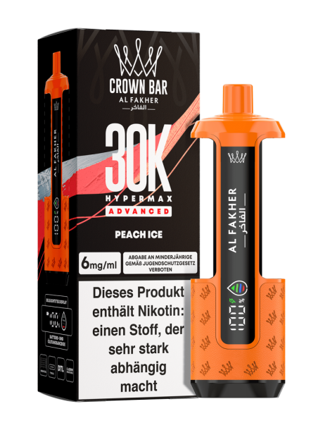 Al Fakher Hypermax Advanced 30K - Peach Ice - 6mg Nikotingehalt