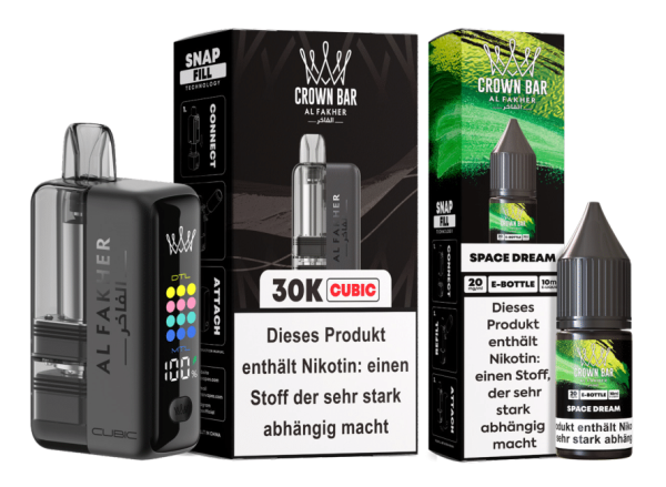 Al Fakher Cubic 30K Matt Black Kit + Pod Space Dream