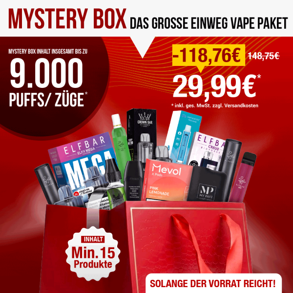 Mystery Tüte - Das große Einweg Vape Paket