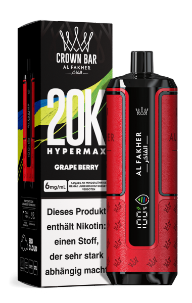 Al Fakher Hypermax 20000 - Grape Berry - 6mg Nikotingehalt