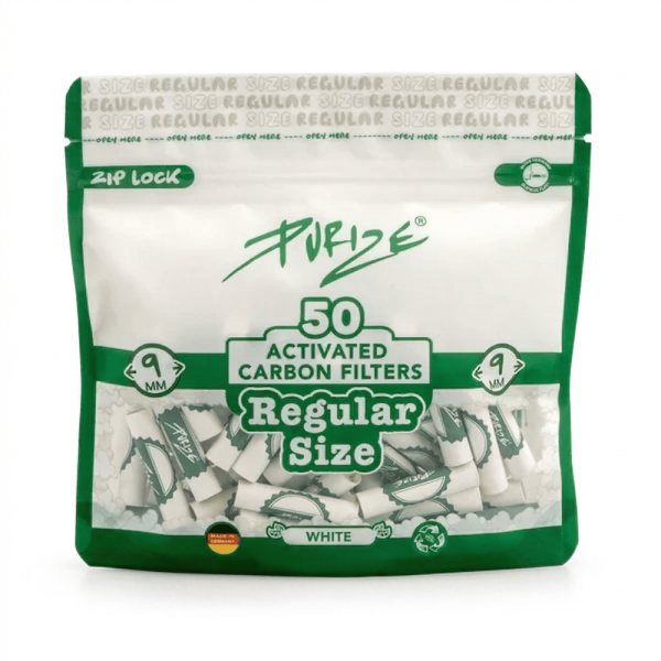 Purize Aktivkohlefilter Regular - Size 9 mm - White - 50 Stück
