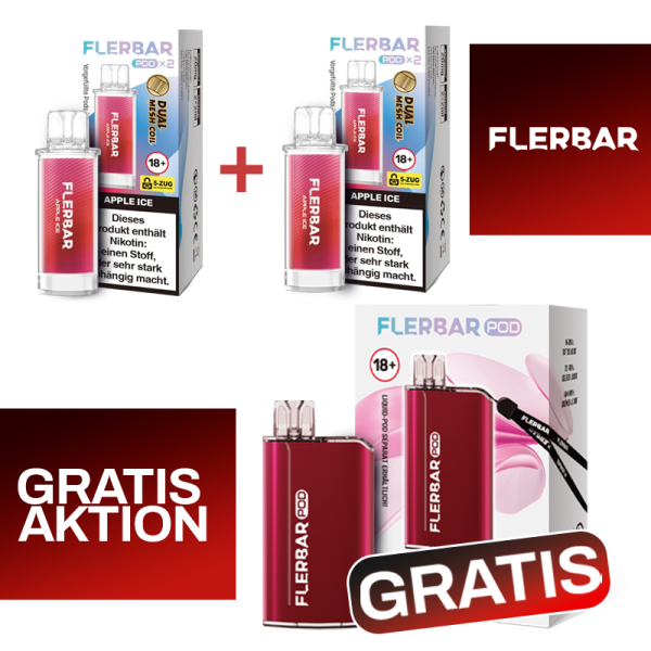 Flerbar Pods - 20mg Nikotin - 2er Pack (+ 1 Gratis Akkuträger)