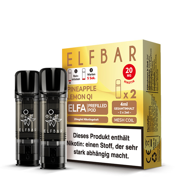 ELFBAR ELFA Pineapple Lemon Qi 20mg Nikotin 2er Pack