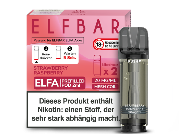 ELFBAR ELFA Strawberry Raspberry 20mg Nikotin 2er Pack