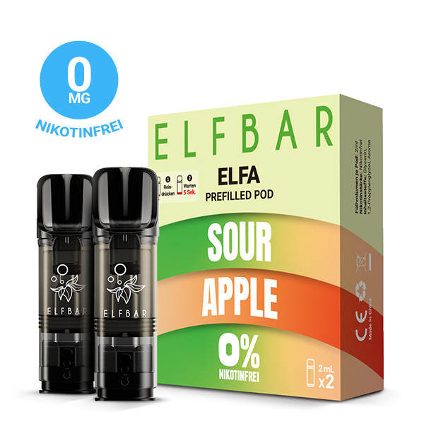 ELFBAR ELFA Sour Apple 0mg Nikotin 2er Pack