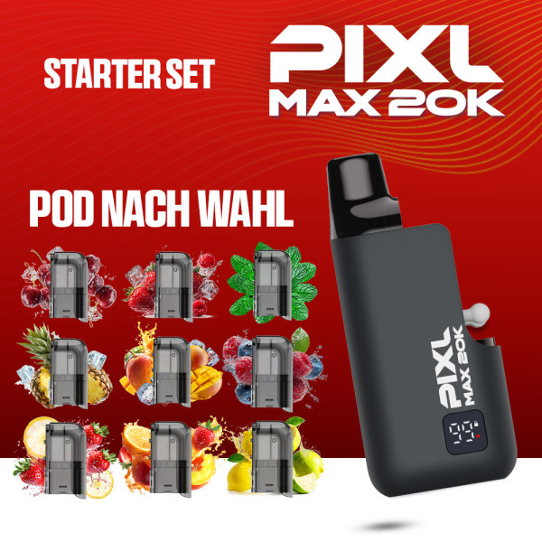 Starter Set PIXL MAX 20K - Akkuträger 850 mAh - Farbe: Basalt Black + Pod Nach Wahl