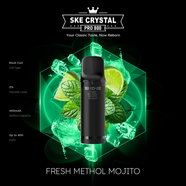 SKE Crystal Pro 800 - Fresh Menthol Mojito - 20mg Nikotingehalt