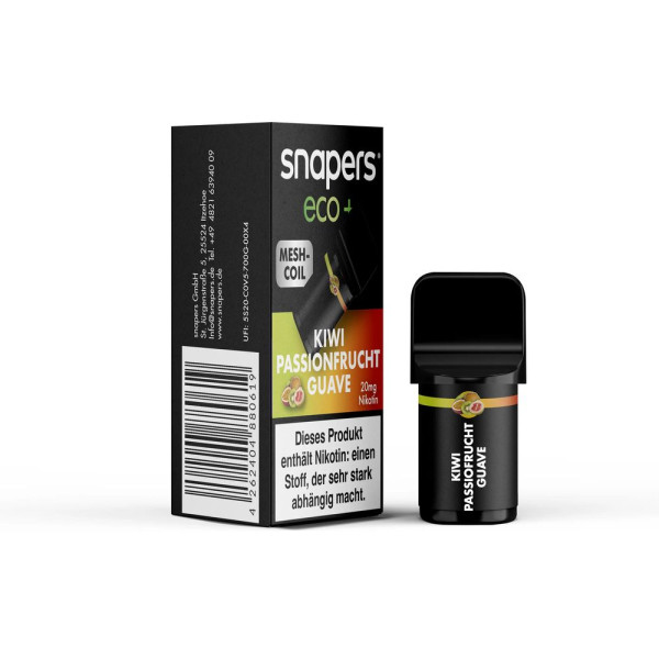 snapers eco+ - Prefilled Pod - 20mg Nikotin - Kiwi Passionsfrucht Guave