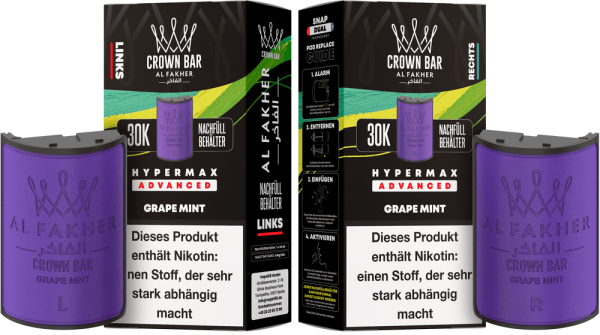 Al Fakher Hypermax Advanced 30K Pods - Grape Mint - 6mg Nikotingehalt