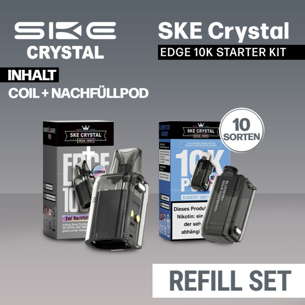SKE Crystal Edge 10K Pods Set + 2ml Verdampfer (Coil)