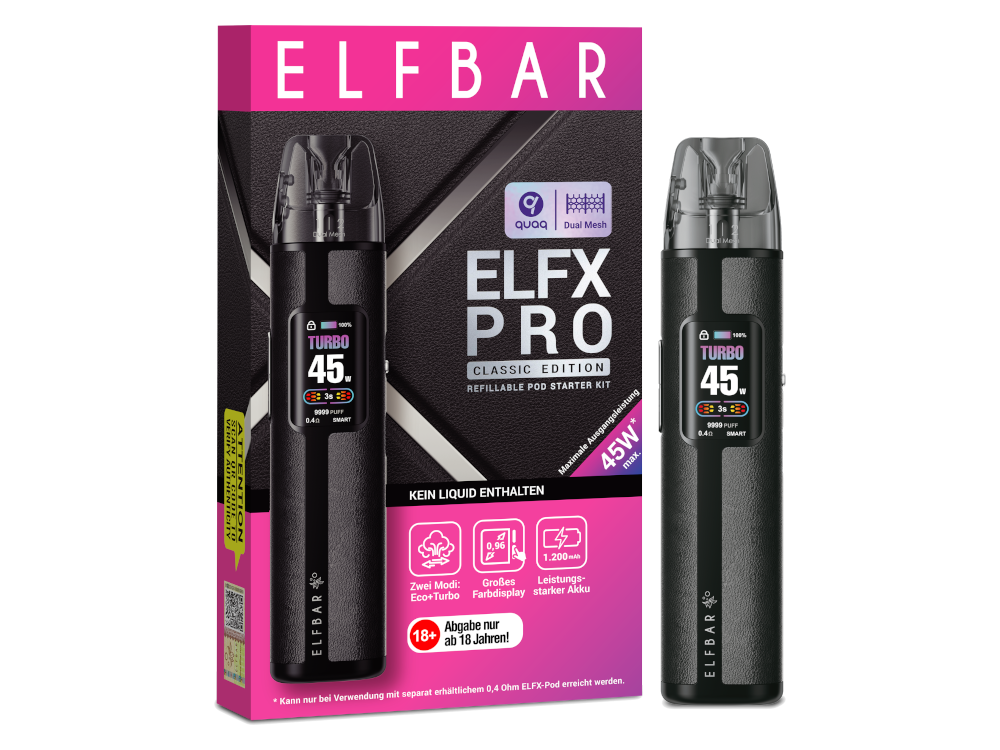 Elfbar ELFX Open Pod Kit – Das Flexible Pod-System Farbe (Geräte) Schwarz