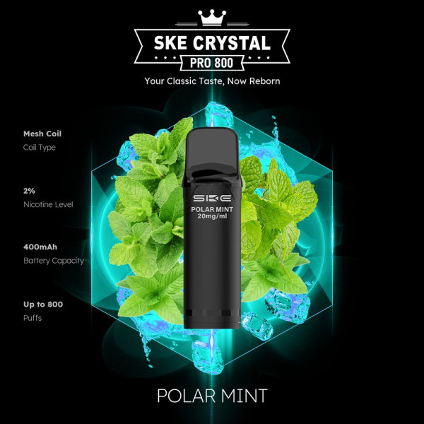 SKE Crystal Pro 800 - Polar Mint - 20mg Nikotingehalt