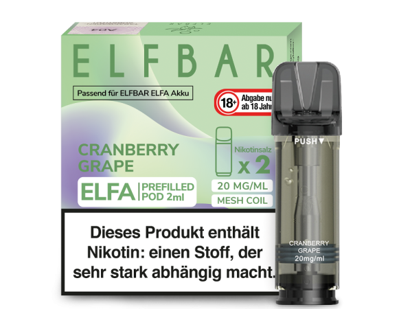 ELFBAR ELFA Cranberry Grape 20mg Nikotin 2er Pack