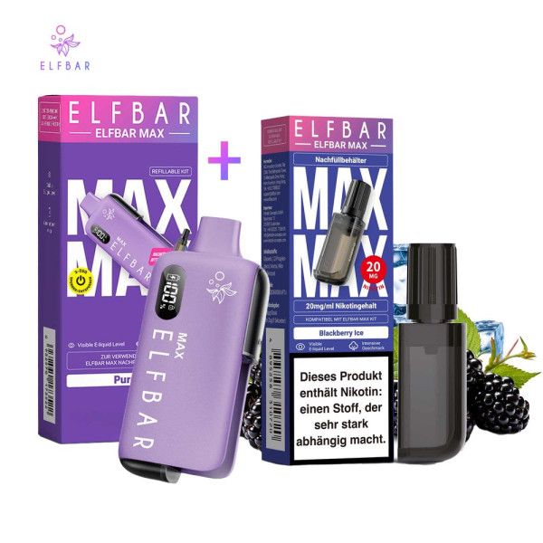 ELFBAR MAX Purple Kit + Pod Blackberry Ice