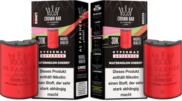 Al Fakher Hypermax Advanced 30K Pods - Watermelon Cherry - 6mg Nikotingehalt