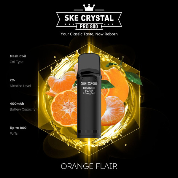 SKE Crystal Pro 800 - Orange Flair - 20mg Nikotingehalt