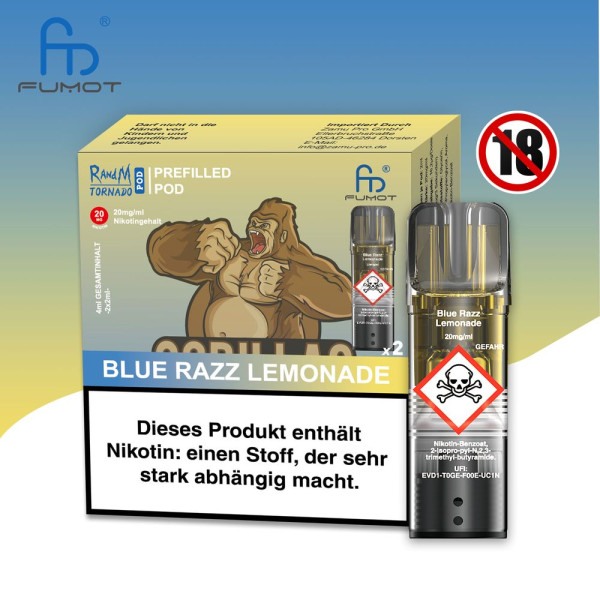 RandM Tornado Blue Razz Lemonade 20mg Nikotin 2er Pack