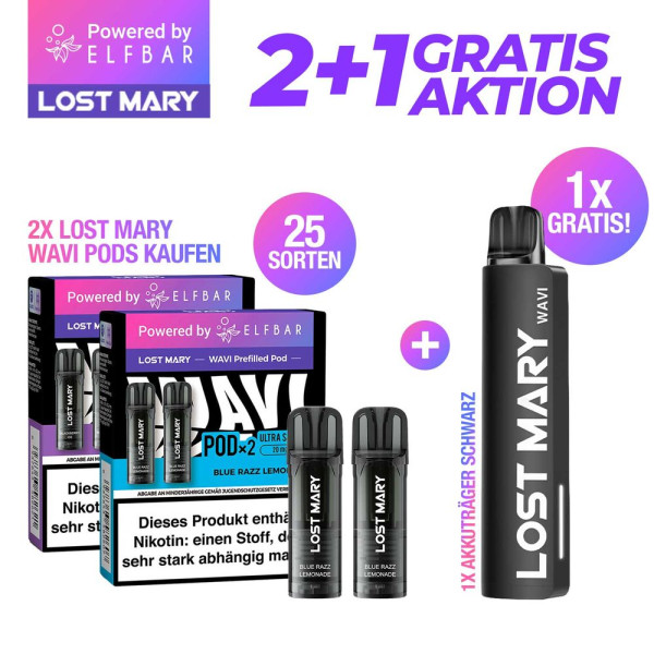 Elfbar Lost Mary WAVI Aktion Kaufe 2x Pods + 1x Black Akkuträger Gratis