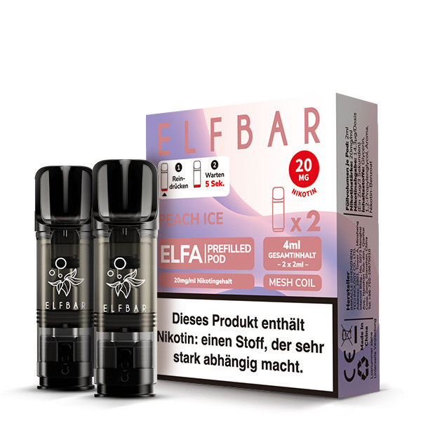 ELFBAR ELFA Peach Ice / Juicy Peach 20mg Nikotin 2er Pack