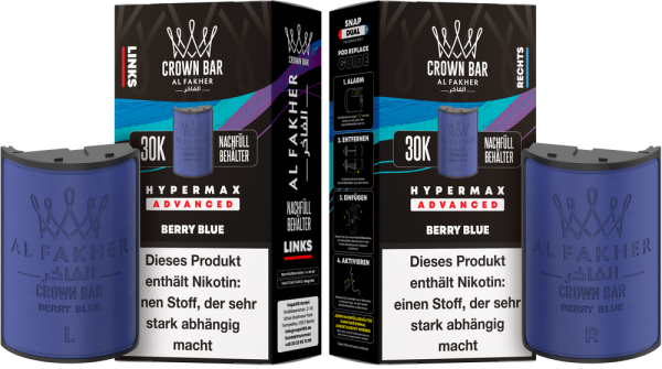 Al Fakher Hypermax Advanced 30K Pods - Berry Blue - 6mg Nikotingehalt