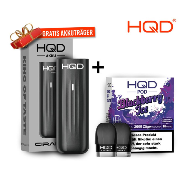 HQD Cirak 2 Pod - Blackberry Ice + Akkuträger Black Gratis