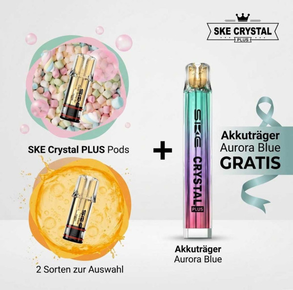 SKE Crystal PLUS Aktion - Akkuträger Aurora Blue Gratis