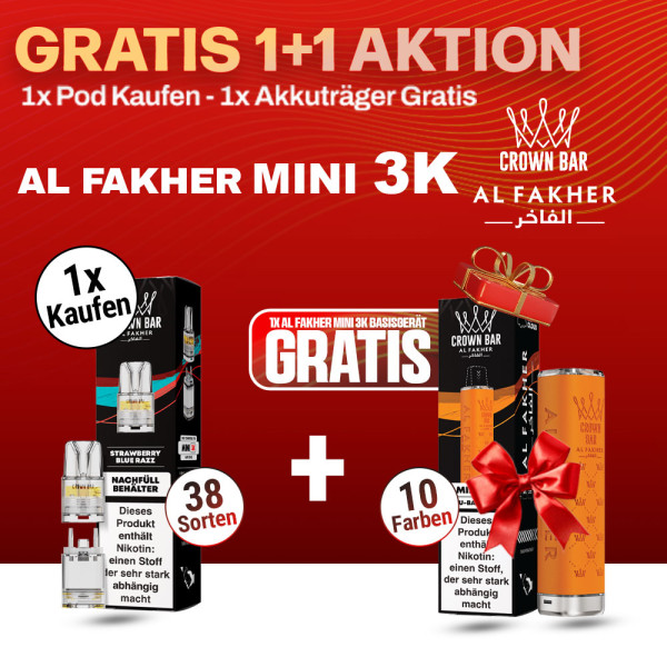 Al Fakher Mini 3K 1x Pod + 1x Akkuträger Gratis Aktion